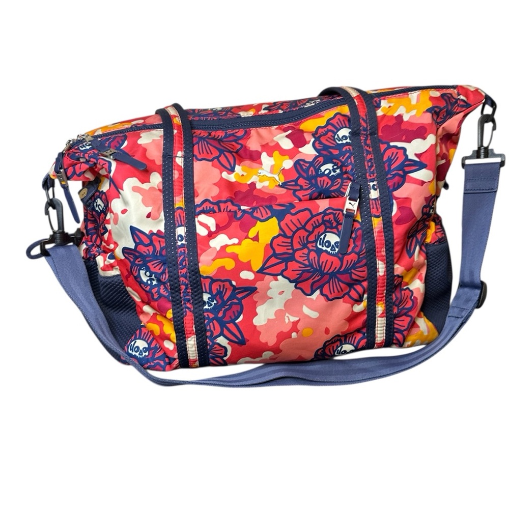 Puma Special Design Rare Floral Skeleton Camouflage Tote Bag in Pink and Blue - Picture 2 of 15